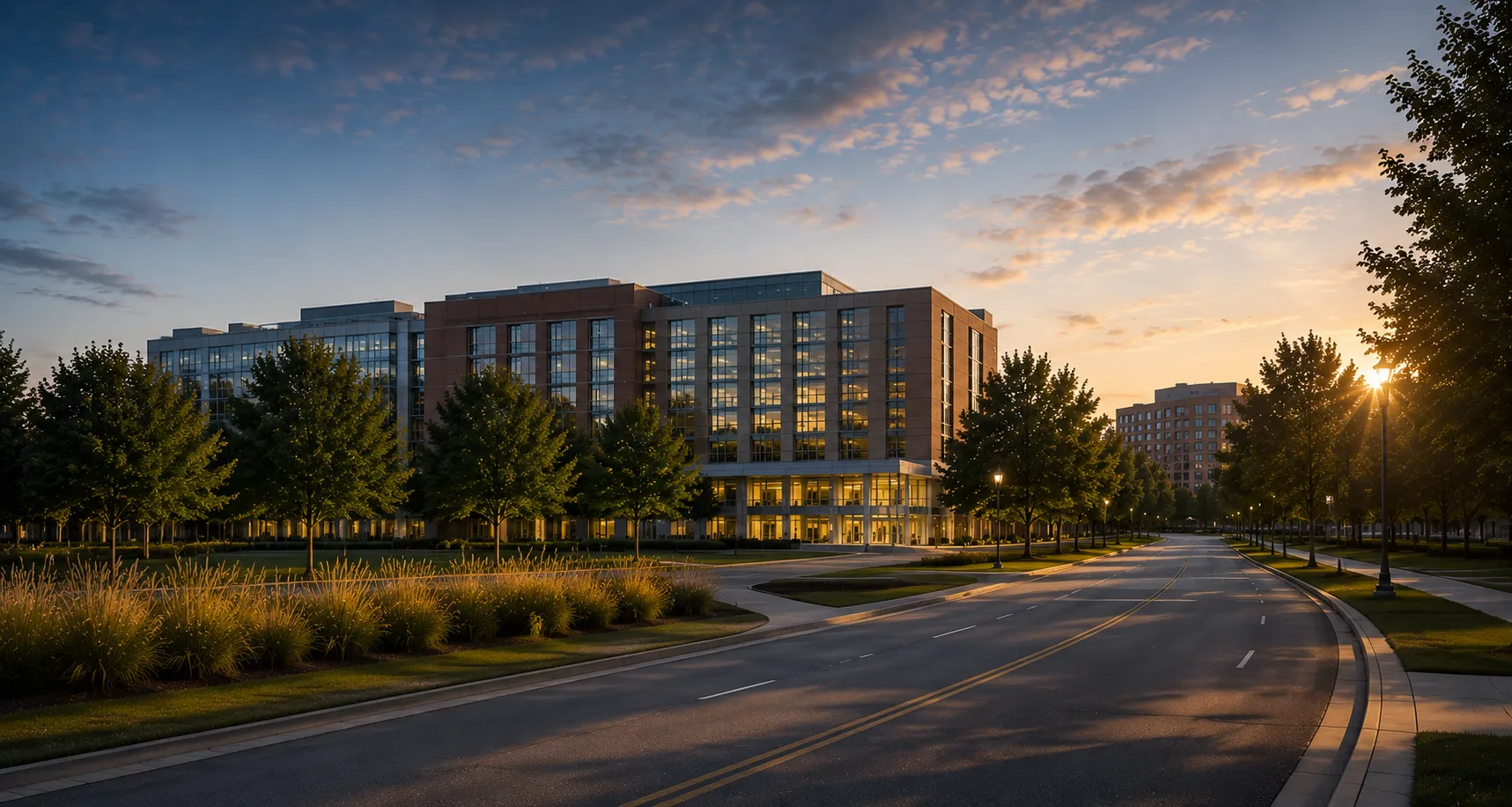 FDA campus at dusk